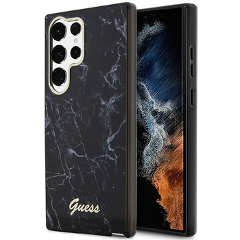 Etui Guess Samsung S23 Ultra czarny hard case Marble GUHCS23LPCUMAK