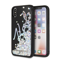 Etui Karl Lagerfeld iPhone X/Xs hard case Signature Liquid Glitter Sequins black KLHCPXKSIGMU