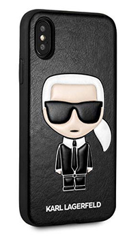 Etui Karl Lagerfeld iPhone X/Xs hard case czarne Iconic Karl Embossed KLHCPXIKPUBK