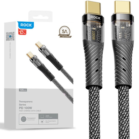 Rock Z21 kabel 2x usb - Typ C 120cm 100W Vooc czarny