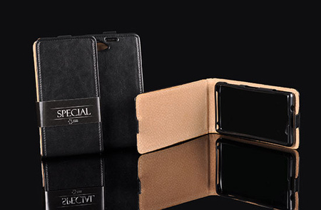Kabura pionowa Special Samsung Note 8 czarna prawdziwa włoska skóra