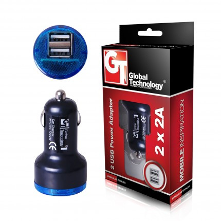 Adapter samochodowy USB 2A 2xUSB czarny GT