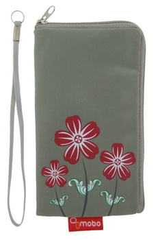 Saszetka Mobo Kwiatek szaro – czerwony