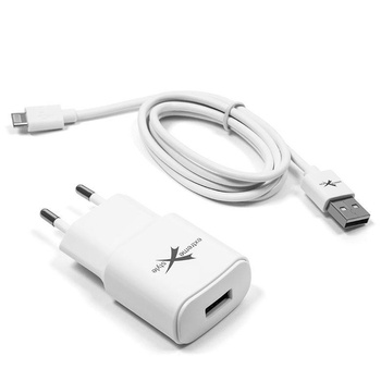 Ładowarka sieciowa iPhone 5/6  2.1A z odpinanym kable biała eXtreme