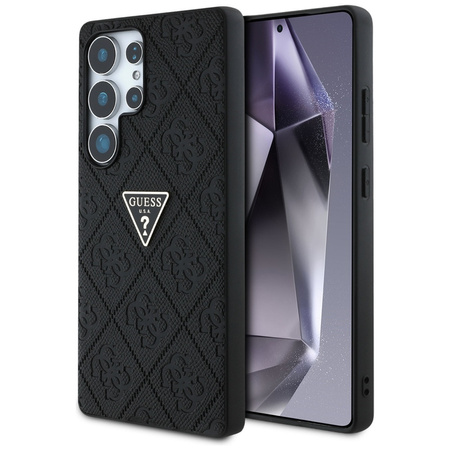 Etui Guess Samsung S25 Ultra czarny Hot Stamp 4G Pattern Triangle Metal Logo GUHCS25LPGP4STRK