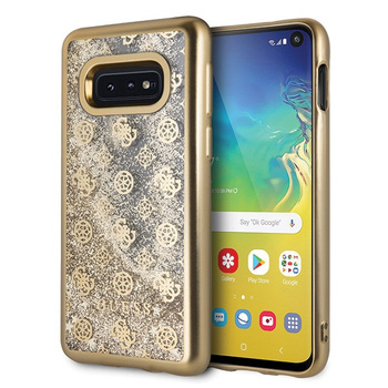 Etui Guess Samsung S10 złote hard case 4G Peony Liquid Glitter GUHCS10PEOLGGO