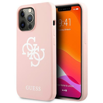 Etui Guess iPhone 13 Pro Max różowy hard case Silicone 4G Logo GUHCP13XLS4GWPI