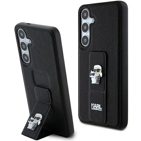 Etui Karl Lagerfeld Samsung S24 czarny hard case Gripstand Saffiano Karl&Choupette Pins KLHCS24SGSAKCPK