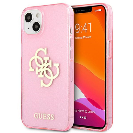 Etui Guess iPhone 13 różowy hard case Glitter 4G Big Logo GUHCP13MPCUGL4GPI