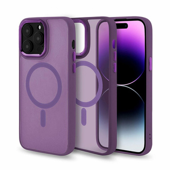 Etui Frosted z MagSafe iPhone 14 Pro ciemny fiolet