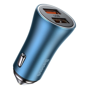 Baseus ładowarka samochodowa Golden Contactor Pro 2xUSB Quick Charge 40W niebieska