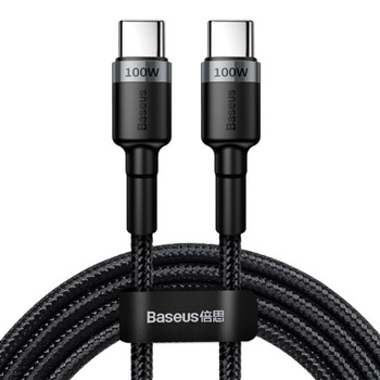 Baseus kabel Cafule nylonowy 2xusb typ C Power Delivery czarno-szary 60W 200cm