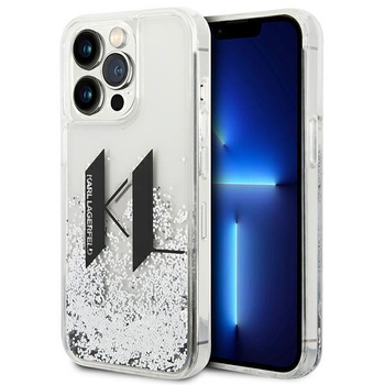 Etui Karl Lagerfeld iPhone 14 Pro 6.1" srebrny hard case Liquid Glitter Big KLHCP14LLBLKLCS