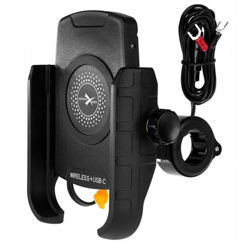 Uchwyt motocyklowy R9W z ładowaniem bezprzewodowym + gniazdo usb typ C PD