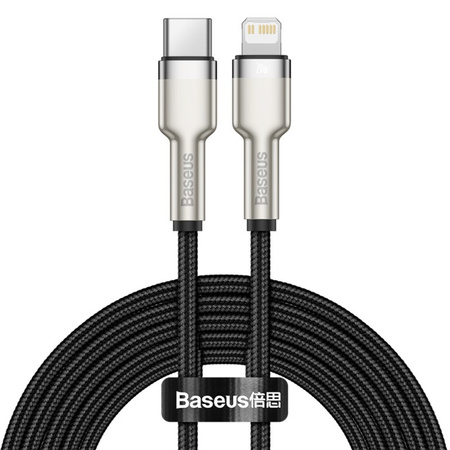 Baseus kabel Cafule Metal nylonowy usb Typ C - Lightning iPhone Power Delivery czarny 25cm 20W