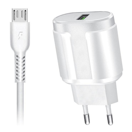 Ładowarka sieciowa Ampere Fast QC 3.0 + kabel micro usb biała 3A
