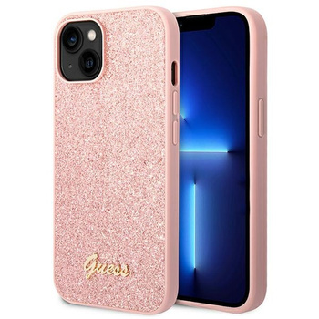 Etui Guess iPhone 14 6.1" różowy hard case Glitter Script GUHCP14SHGGSHP