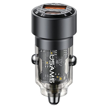 USAMS ładowarka samochodowa 2xUSB: 1x Quick Charge + 1x Power Delivery  60W czarna (CC208)