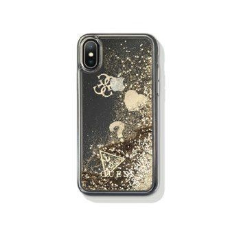 Etui Guess iPhone X/Xs złote hard case Glitter Hearts GUHCPXGLHFLGO
