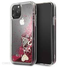 Etui Guess iPhone 11 Pro malinowy hard case Glitter Hearts GUHCN58GLHFLRA