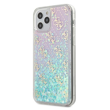 Etui Guess iPhone 12 / 12 Pro 6.1" różowy hard case Gradient Liquid Glitter 4G GUHCP12MLG4GGBLPI
