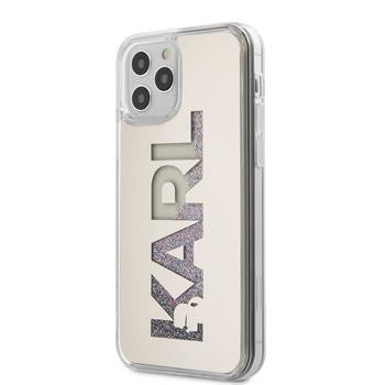 Etui Karl Lagerfeld iPhone 12 Pro Max 6.7" srebrny hard case Mirror Liquid Glitter Karl KLHCP12LKLMLGR