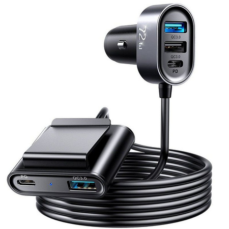 Joyroom ładowarka samochodowa 5xUSB 3xQC + 2xPD 78W JR-CL05 z przewodem 1.5m