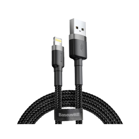 Baseus kabel Cafule nylonowy iPhone - Lightning czarno-szary 50cm 2.4A