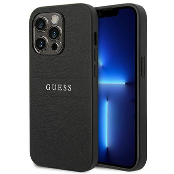 Etui Guess iPhone 14 Pro Max 6.7" czarny Saffiano Strap GUHCP14XPSASBBK