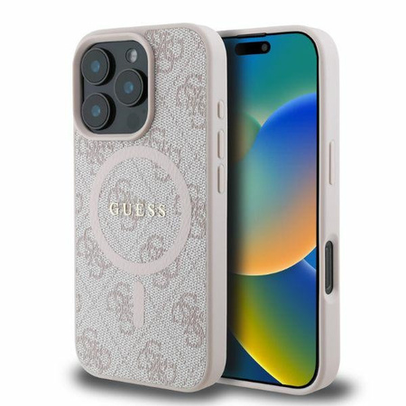 Etui Guess iPhone 16 Pro 6.3" różowy 4G Ring Classic Logo z Magsafe GUHMP16LG4GFRP