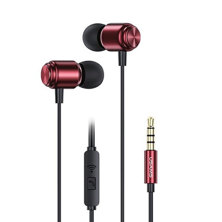 USAMS zestaw słuchawkowy stereo 3,5mm EP-44 czerwony