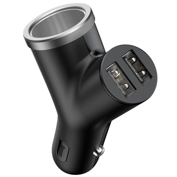 Baseus ładowarka samochodowa 2xUSB 3.4A 40W + gniazdo zaplaniczki czarna