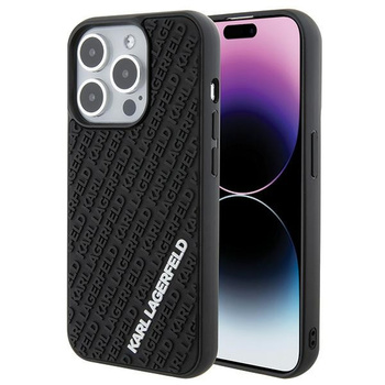Etui Karl Lagerfeld iPhone 15 Pro 6.1" czarny hard case 3D Rubber Multi Logo KLHCP15L3DMKRLK