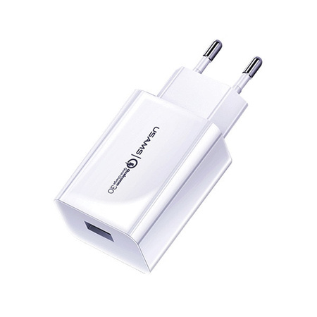 USAMS ładowarka sieciowa 1xUSB QC 18W 3A biała