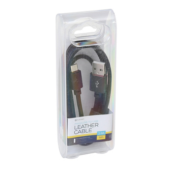 Kabel USB Platinet micro USB skórzany czarny 1metr 2,4A