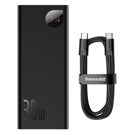 Baseus Power Bank 20000mAh / 65W z wyświetlaczem 2 x USB QC 3.0 + PD czarny z kablem typ C / Adaman /