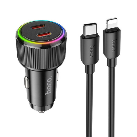 Hoco ładowarka samochodowa NZ14 2xusb C PD 50W z kablem c - lightning
