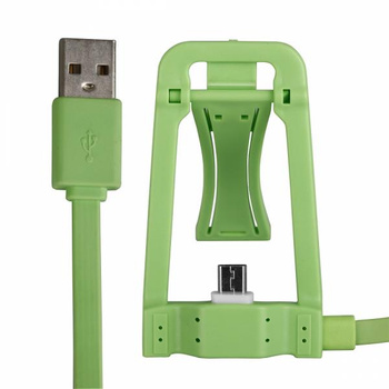 Kabel micro USB z dokowaniem zielony