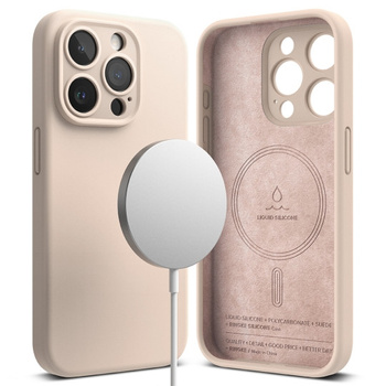 Ringke Silicone z magsafe iPhone 15 Pro Max pink sand