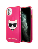 Etui Karl Lagerfeld iPhone 11 różowy hard case Glitter Choupette Fluo KLHCN61CHTRP