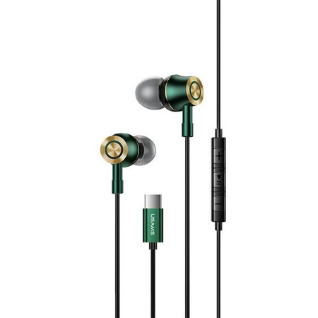 USAMS zestaw słuchawkowy stereo usb C EP-43 metal ciemno zielony