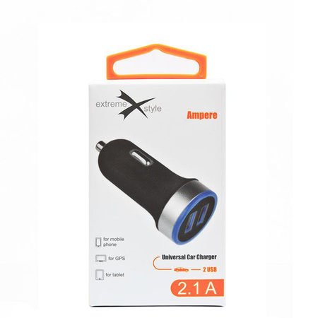 Ładowarka samochodowa Ampere 2 usb 2.1A czarna ACC2U21B
