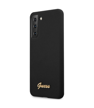 Etui Guess Samsung S21+ Plus czarny hard case Silicone Script Metal Logo GUHCS21MLSLMGBK
