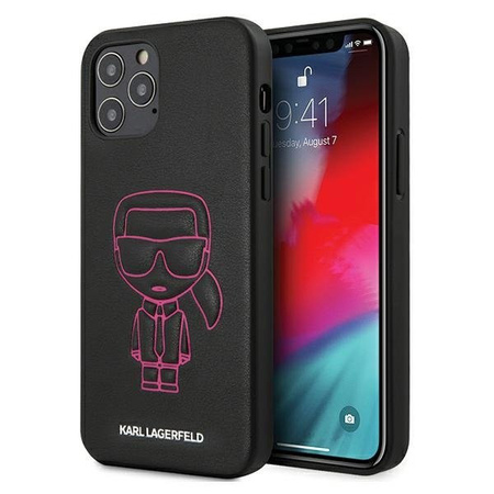 Etui Karl Lagerfeld iPhone 12 / 12 Pro 6.1" różowy hard case Karl Ikonik Outline KLHCP12MPCUIKPI