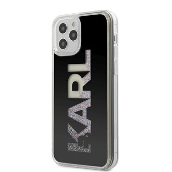 Etui Karl Lagerfeld iPhone 12 Pro Max 6.7" czarny hard case Karl Logo Glitter KLHCP12LKLMLBK
