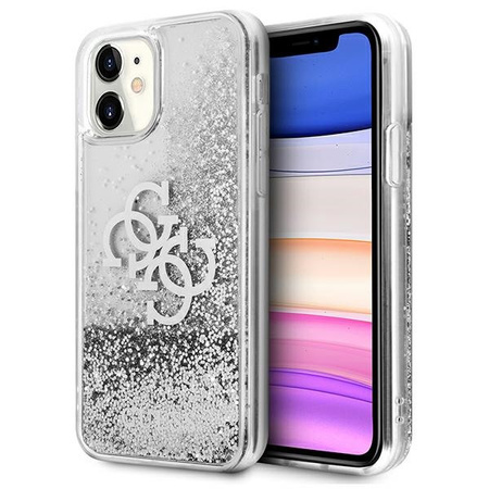 Etui Guess iPhone 11 srebrny hard case 4G Big Liquid Glitter GUHCN61LG4GSI