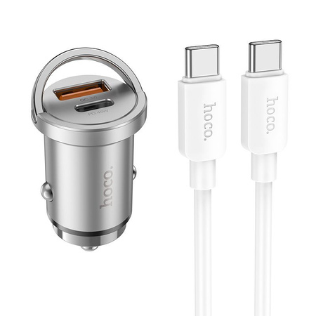 Hoco ładowarka samochodowa 2xUSB : QC 18W + PD 45W z kabelm c-c