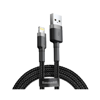 Baseus kabel Cafule nylonowy iPhone - Lightning czarno-szary 50cm 2.4A