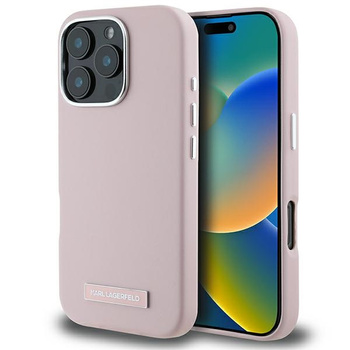 Etui Karl Lagerfeld iPhone 16 Pro Max 6.9" różowy FW Metal Plate z Magsafe KLHMP16XPGMSRPP