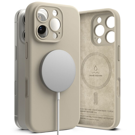 Ringke Silicone z magsafe iPhone 16 Pro Max stone